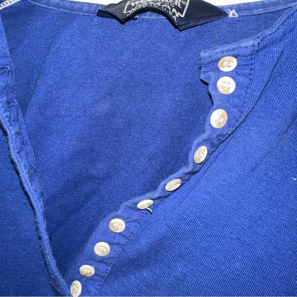Blue 1/4 Button Long Sleeve Shirt - Picture 2 of 5